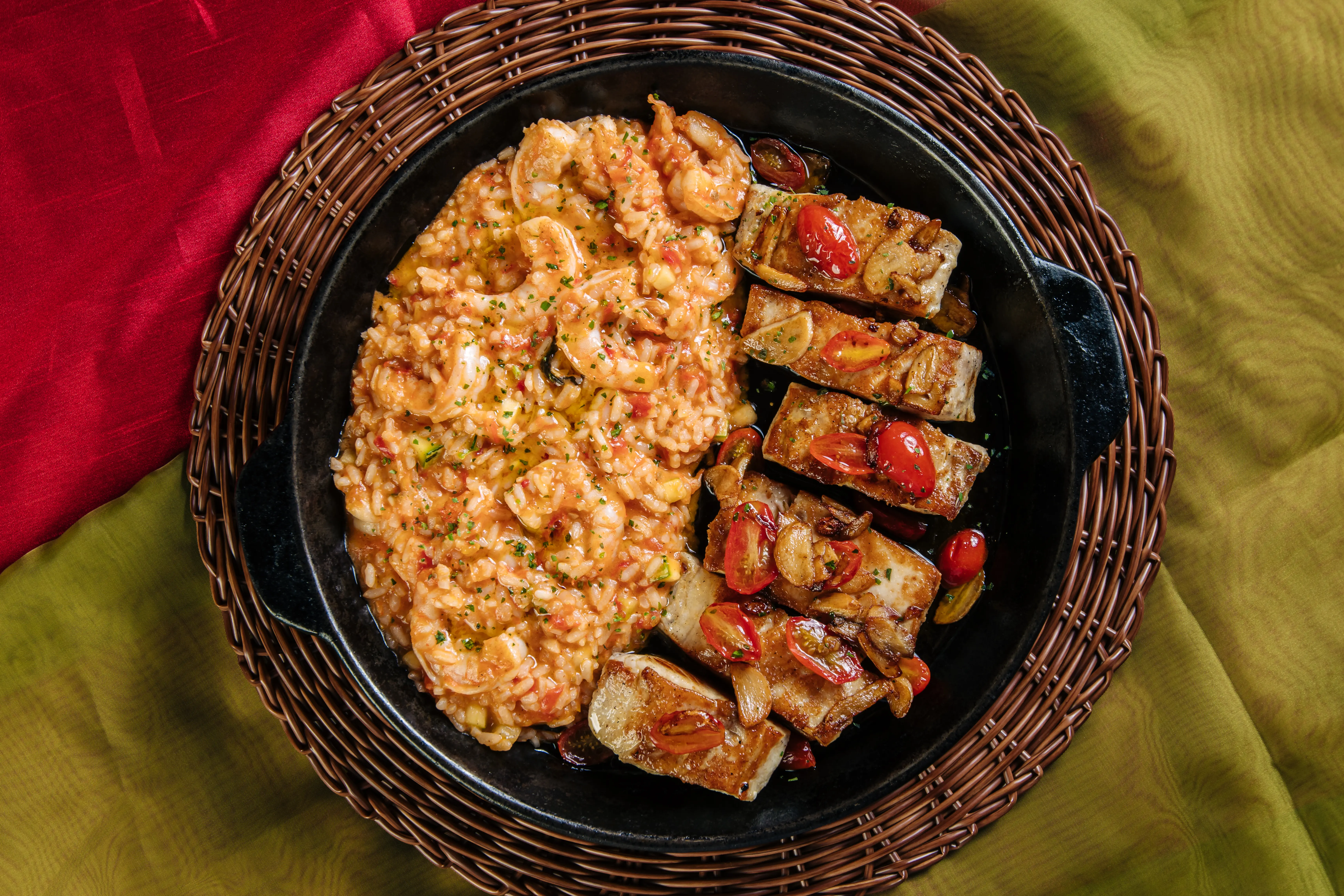 Risoto de Peixe e Camarão cremoso e aromático